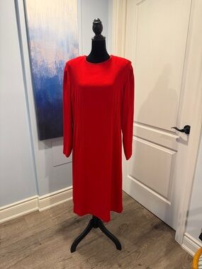 Vintage Red Long-Sleeve Shift Dress